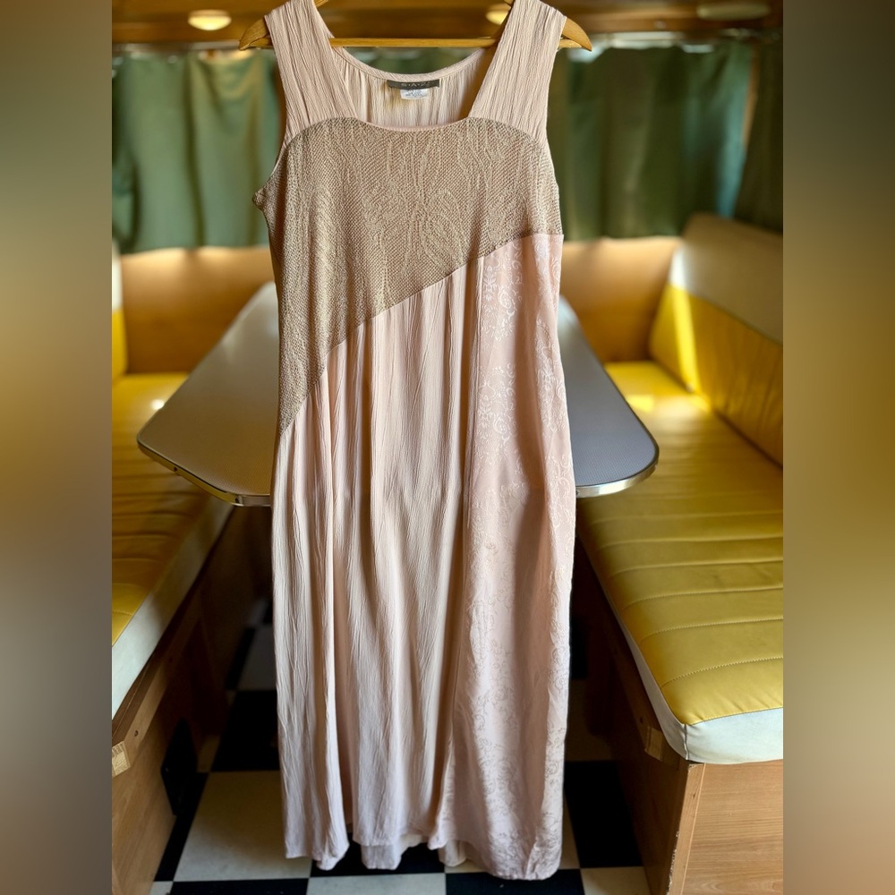 Vintage SA2 Spencer Alexis Peach Lace Maxi Dress | Romantic Lagenlook Slip Gown